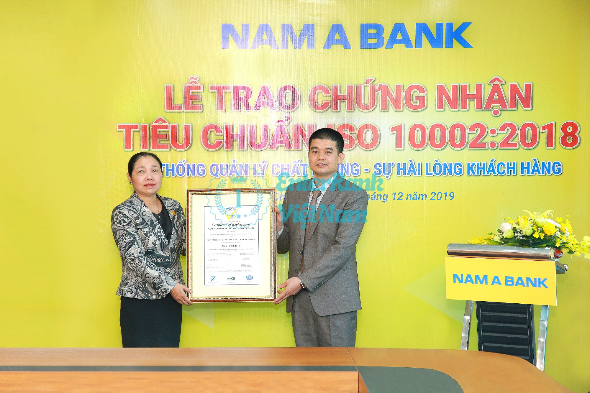 Nam A Bank cũng đã đạt được các giấy chứng nhận Tiêu chuẩn ISO quan trọng