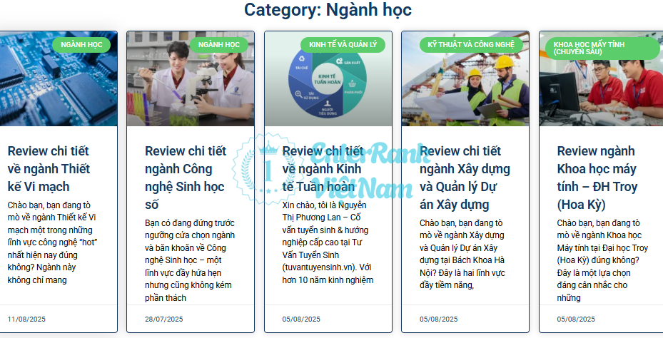 Thông tin chi tiết về các ngành học, trường học 